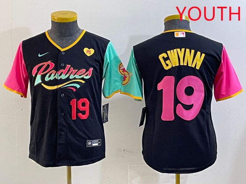 Youth San Diego Padres #19 Gwynn Black City Edition Game 2025 Nike MLB Jersey style 14